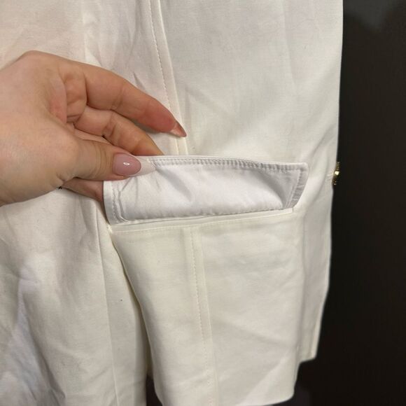Anne Klein Creamy White Collarless Two Button Blazer Jacket Light Weight - Picture 9 of 14